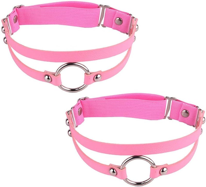 Outman Adjustable Elastice 2 Rows Leather Leg Harness Garter Belt Punk Gothic Thigh Ring Garter - Image 1